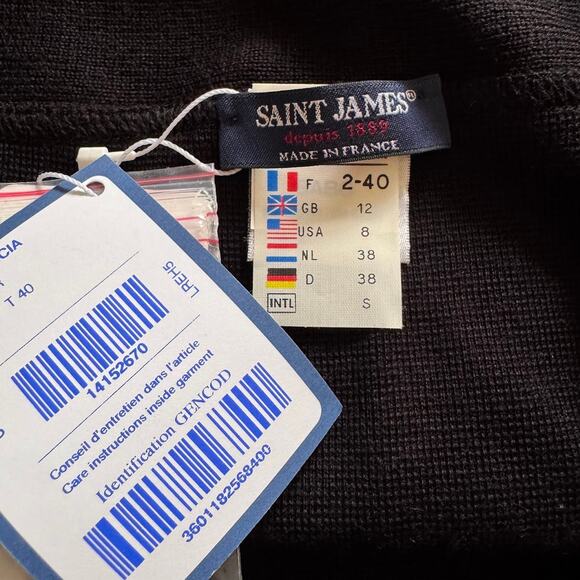 Saint James Black Wool Knit Button Front Pencil Skirt 40 8 New - Picture 8 of 8